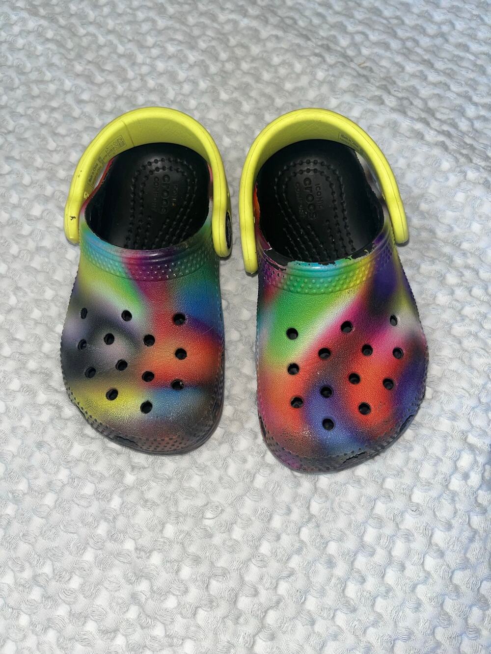 Toddler Crocs Black and Rainbow Classic Sz 6